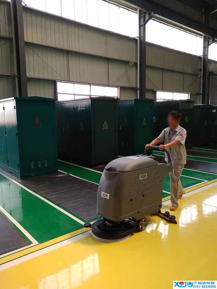 旭潔手推式多功能全自動洗地機(jī)，工廠生產(chǎn)倉庫工業(yè)洗地機(jī)2